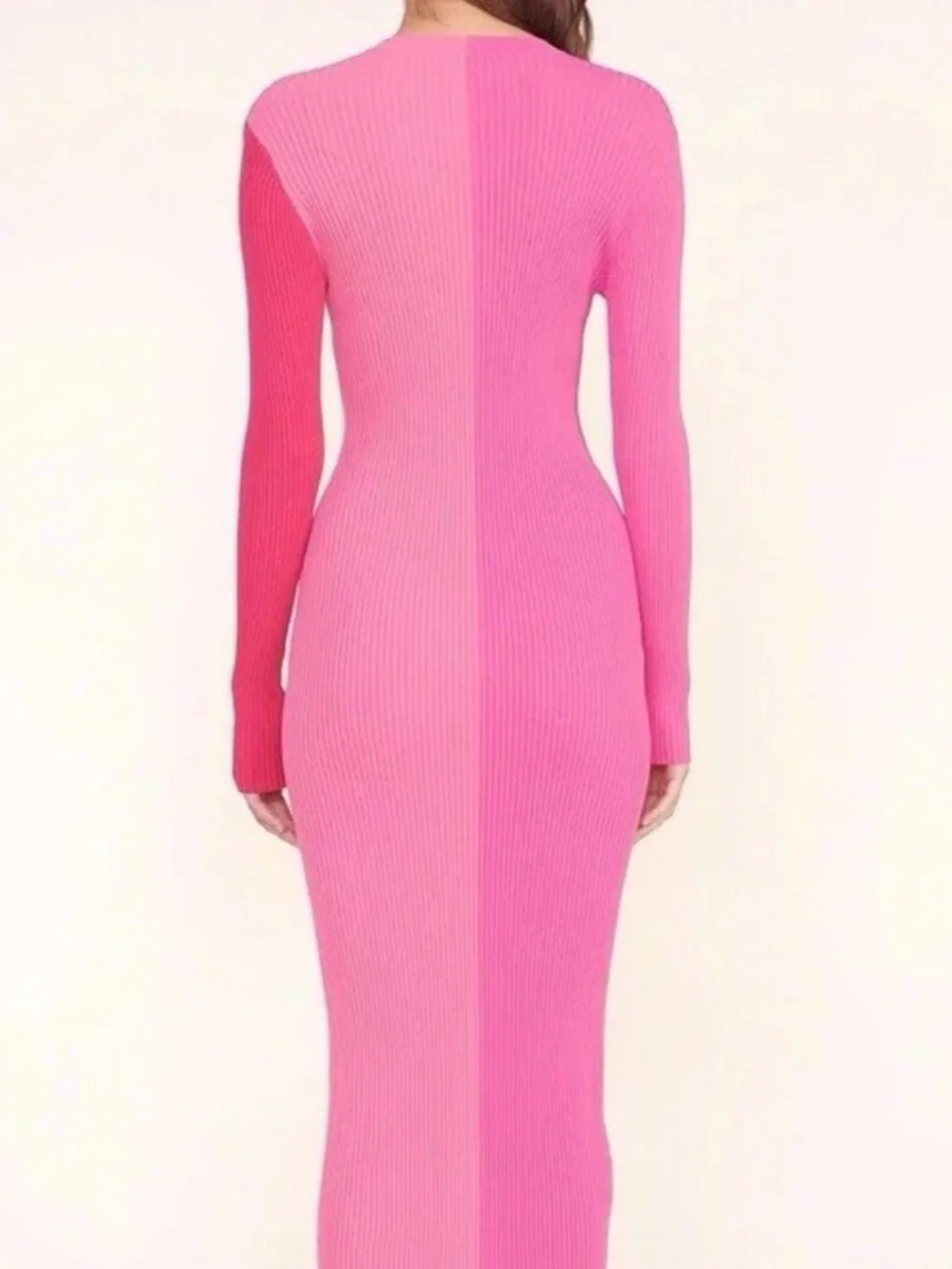 STAUD Shoko Pink Quartz ribbed-knit midi dress Sz XS - Picture 3 of 5